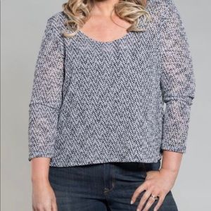 Plus Size Knit and lace back long sleeve 3x Top